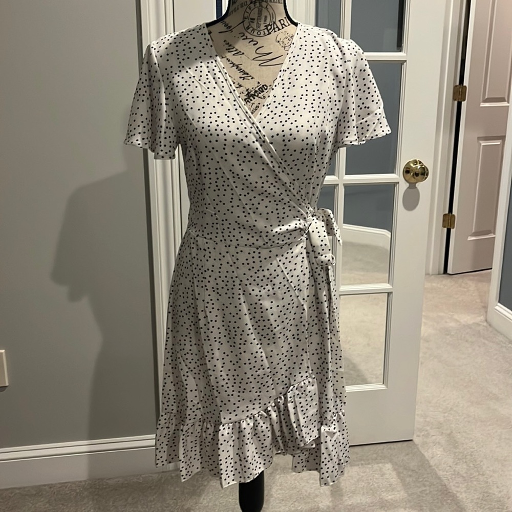 White v neck wrap dress- NWT
